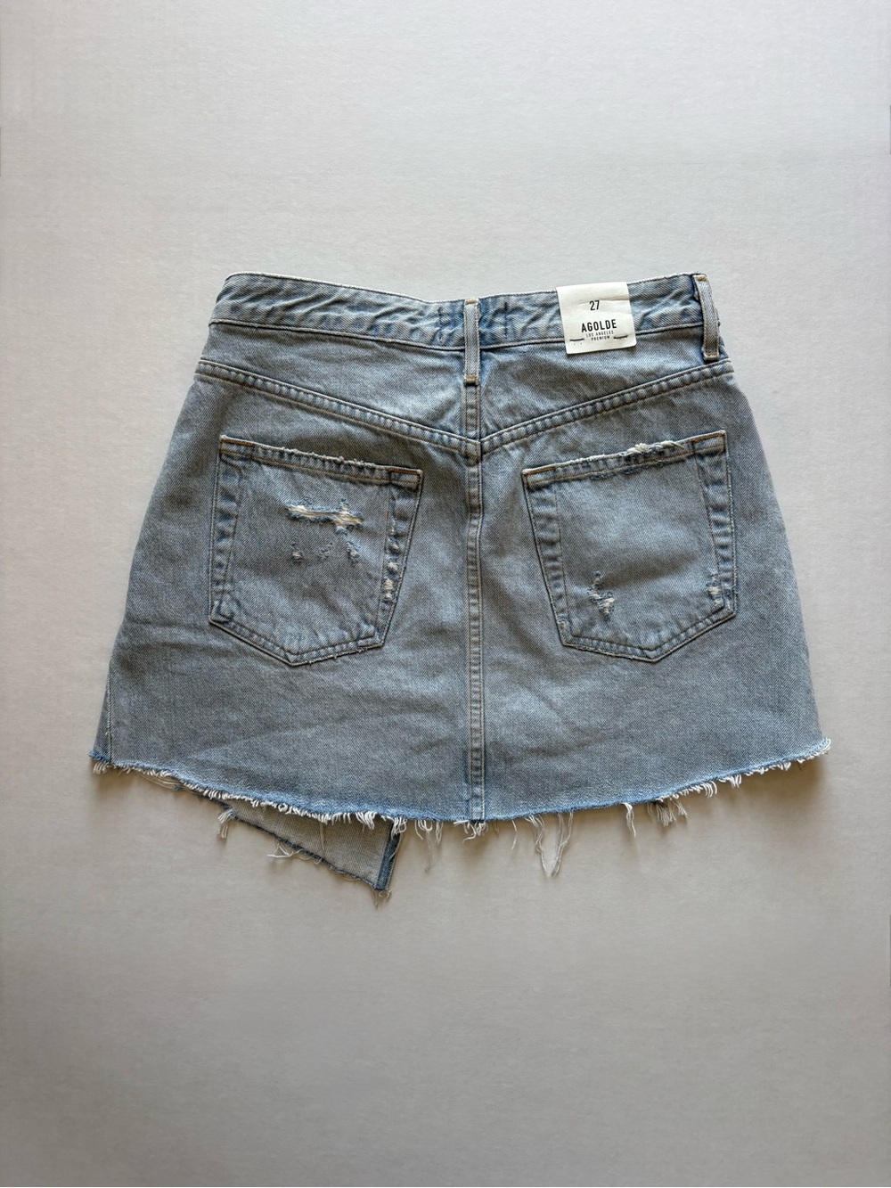 Agolde Criss Cross Light Wash Denim Skirt Womens 27 Unfinished Hem - Picture 5 of 10